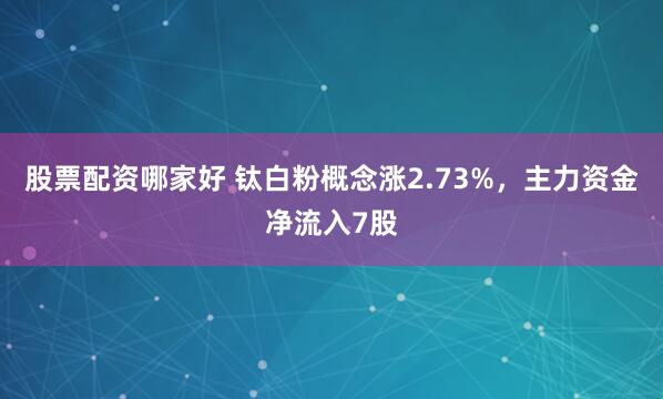 股票配资哪家好 钛白粉概念涨2.73%，主力资金净流入7股